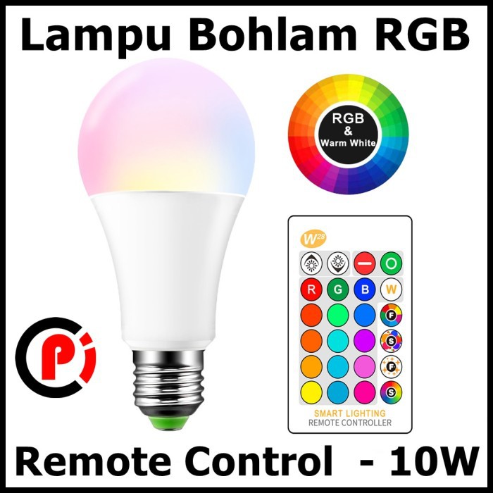 Lampu Bohlam RGB dengan Remote Control 10W 10 Watt Fitting E27