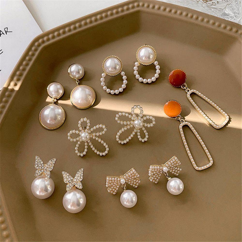 TOP Anting Mutiara Wanita Perhiasan Hadiah Pacar French Retro Ear Studs