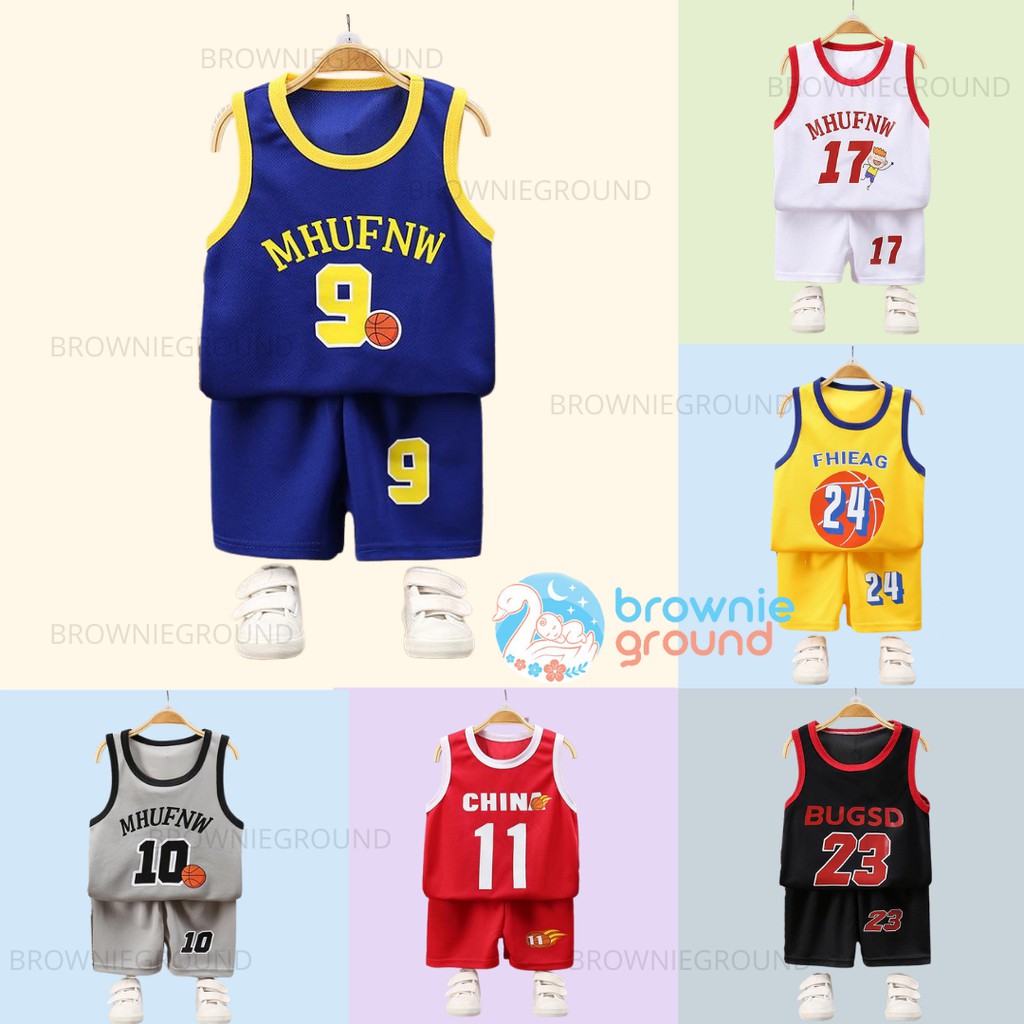 Baju bayi lengan pendek motif basket 0-4 TAHUN bahan jersey lembut / stelan bayi lucu setelan bayi import