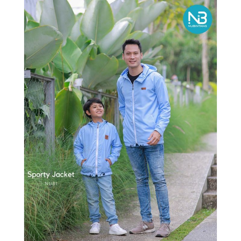 SPORTY JACKET BOY MAN  NUBI ORI BY NUBINTANG/COUPLE JAKET ANAK DAN AYAH-Biru muda
