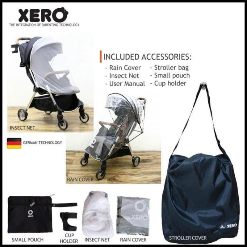 stroller XERO SUPER STRONG anak bayi newborn auto fold peeble grey oxford navy