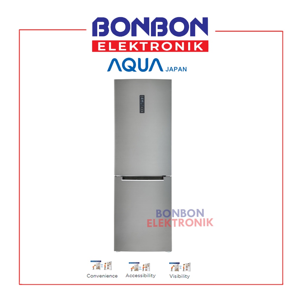 AQUA Kulkas 2 Pintu Bottom Freezer AQR-363RBM / AQR 363 RBM