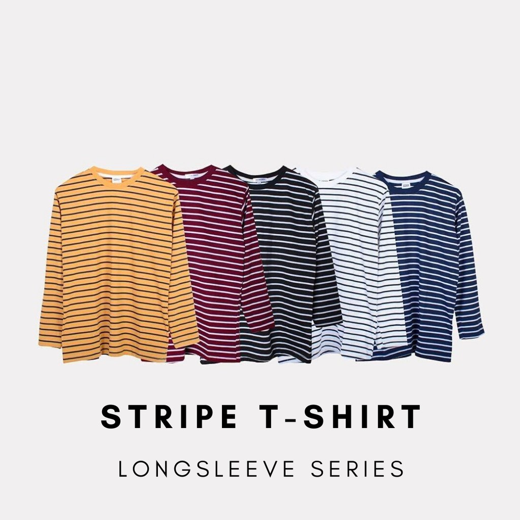 KAOS BELANG / STRIPE  LENGAN PANJANG LONGSLEEVE PRIA DAN WANITA (10 MOTIF)
