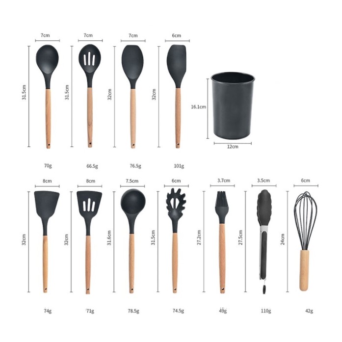 PREMIUM Spatula silikon tahan panas 12 set SUTIL SILICON SILIKON PREMIUM