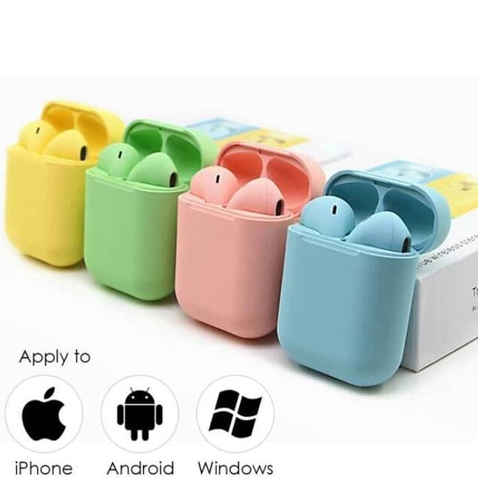 ORIGINAL HEADSET BLUETOOTH INPODS i12 MACARON EARPHONE WIRELES TWS i12 MACARON