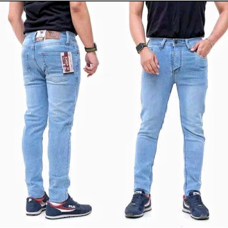 celana jeans pria TERLARIS panjang skinny semi slimfit polos cowo/cowok/pria murah dan grosir