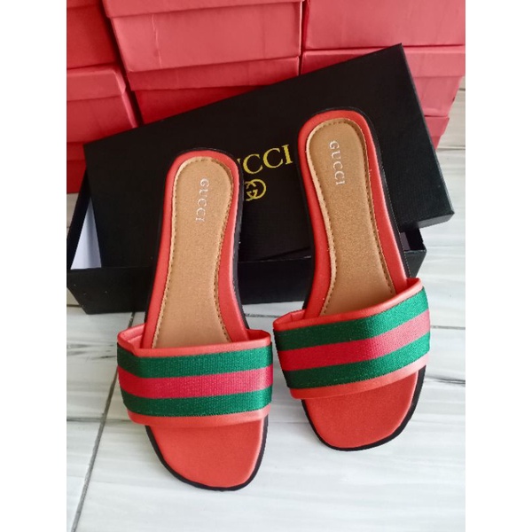 SANDAL GUCCI IMPORT SENDAL GUCCI GRADE ORI PRIA WANITA MURAH BERKUALITAS WARNA MERAH CABE size 37/40