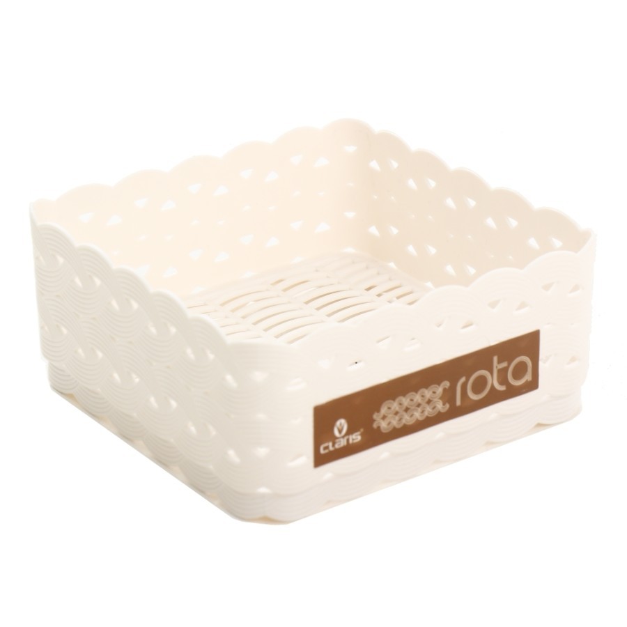 Claris Keranjang Serbaguna Nampan Wadah Tray Rota Travessa Small Kecil Plastik Motif Rotan 0560