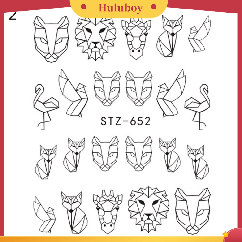 Huluboy Huluboy♡ Stiker Kuku Motif Print Hewan Untuk Dekorasi Manicure