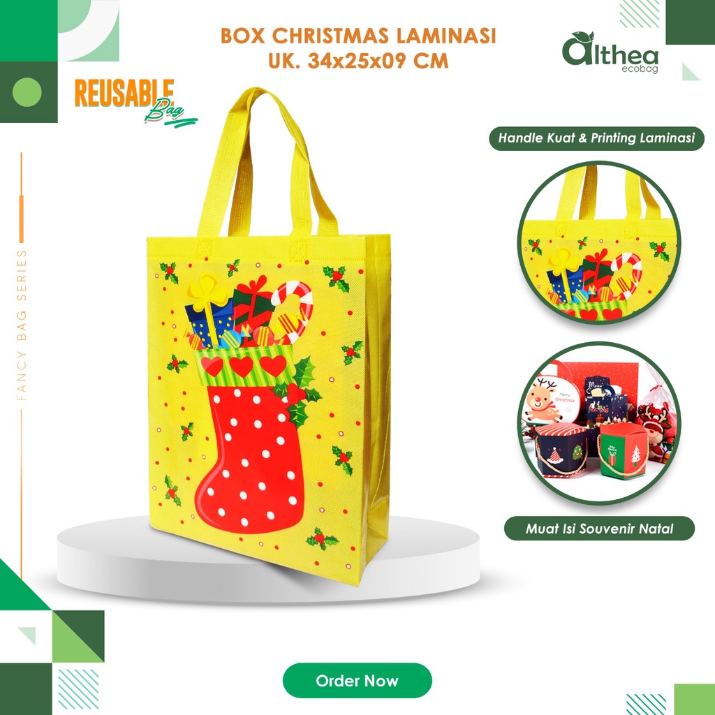

ALTHEA Goodie Bag Xmas Tas Natal Tas Christmas Laminasi Tas Souvenir Natal Uk 34x25x9