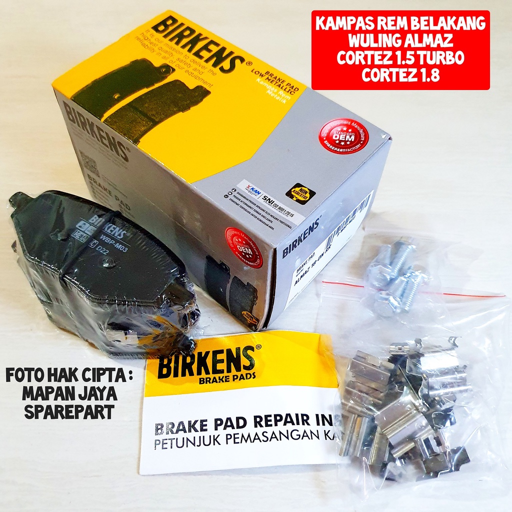 BRAKE PAD - KAMPAS REM BELAKANG WULING ALMAZ / CORTEZ 1.8 / CORTEZ 1.5 TURBO BIRKENS