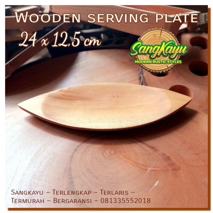 Piring kayu unik 24x12,5cm wooden Serving Plate tray nampan saji