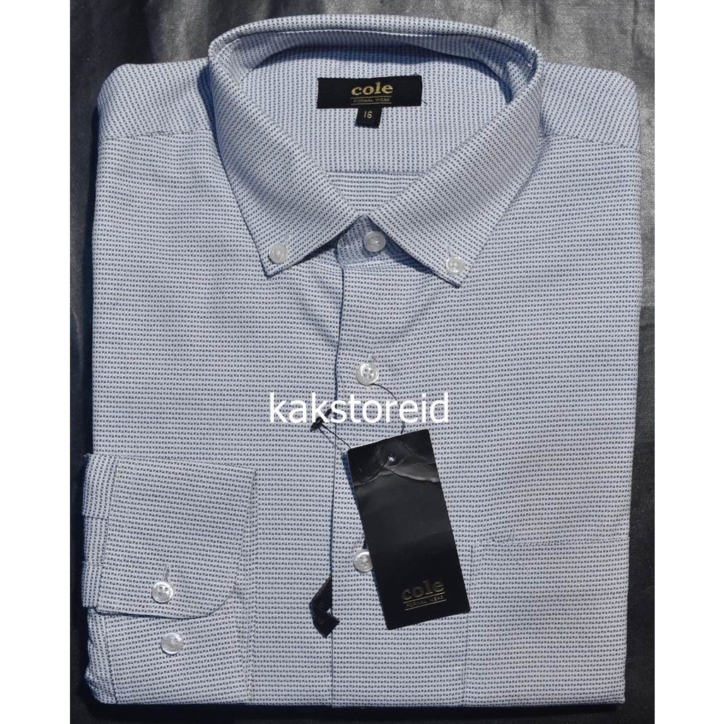 COLE Kemeja Pria Formal Lengan Panjang Navy Motif Slimfit DPT 140 Kemeja Murah