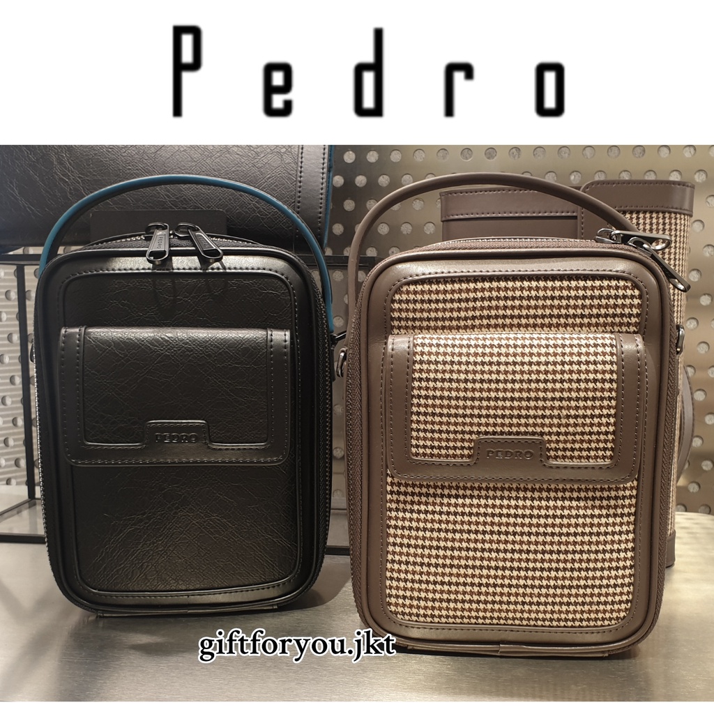 Tas Pria Pedro Synthetic Leather Zipper Sling Bag Selempang Cowok Laki Laki