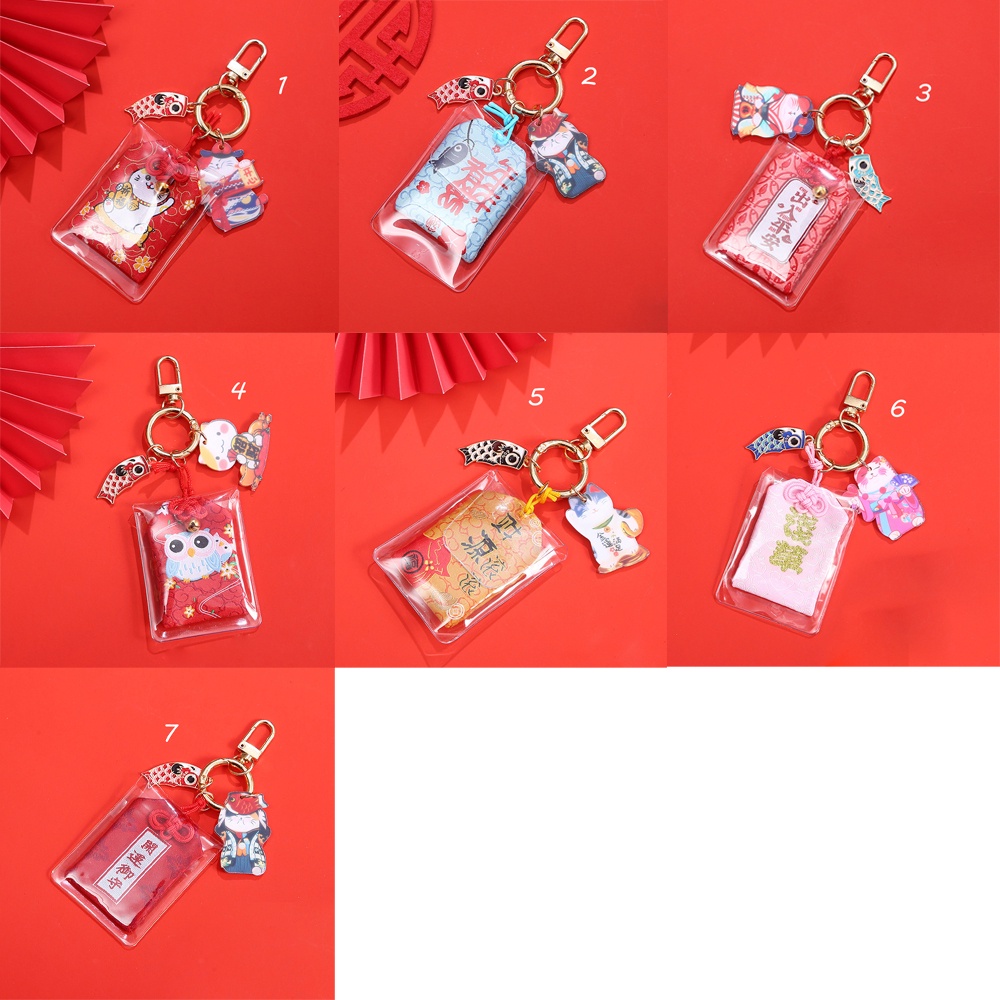 Needway  Fashion Jewelry Dispel Misfortune Keyrings Ornaments Gifts Fish Maneki Neko Keychains Cute Cartoon Blessing Bag Pendant Lucky Door Key Car Key Bag Decoration