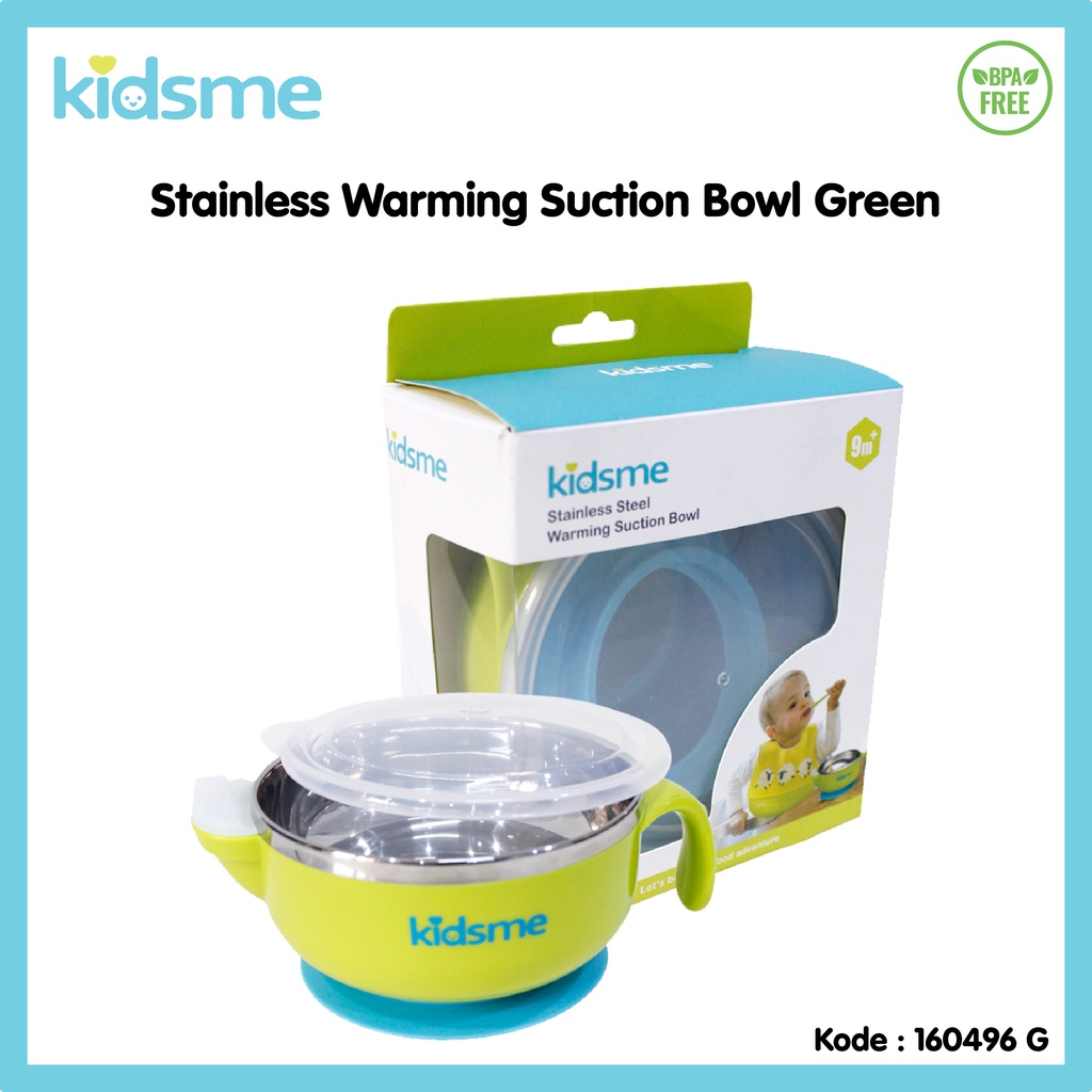 KIDSME Stainless Steel Warming Suction Bowl Mangkok Bayi Anti Slip Alat MPASI