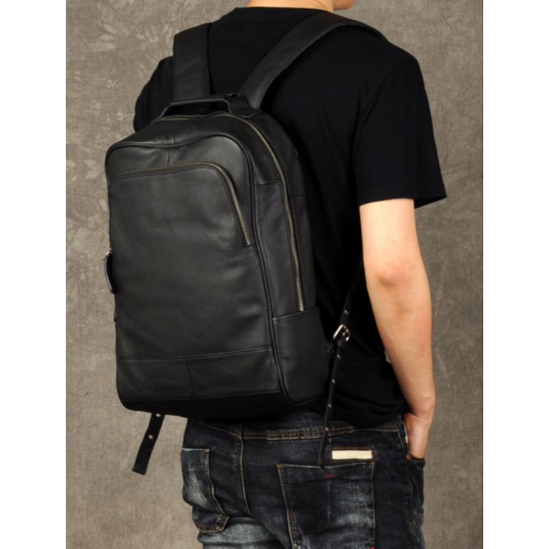 Tas Ransel Pria Kulit Asli Warna Hitam - Tas Backpack Kulit Asli - Ransel Kulit Asli