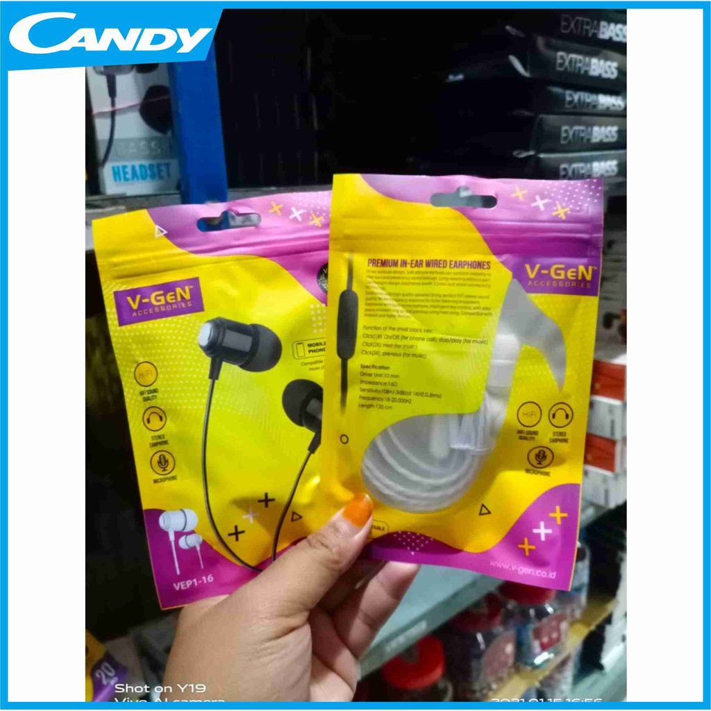 HEADSET V-GEN VEP1-16 | HANDSFREE MURAH