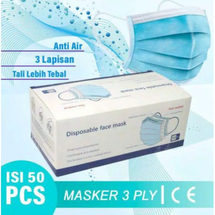 MASKER 3 PLY EARLOOP HEADLOOP 50PCS-EARLOOP + BOX