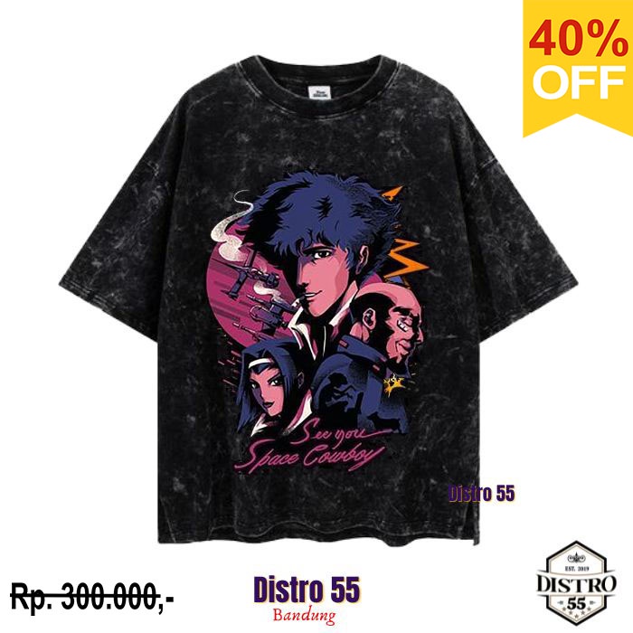 KAOS SPACE COWBOY BLACK VINTAGE TEE / SEE YOU SPACE COWBOY / DISTRO 55 BANDUNG / WASHED TSHIRT / KAO