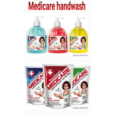 medicare handwash Refil 400 ml & botol 500 ml