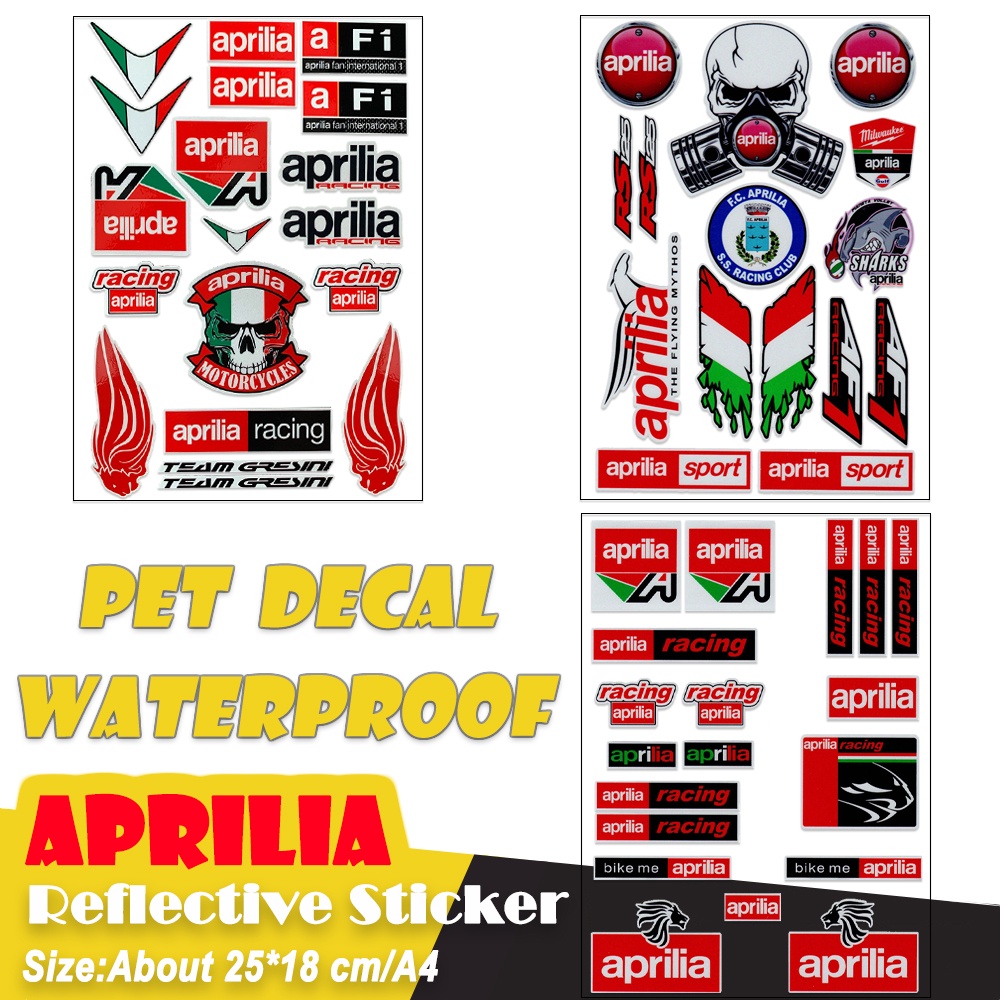 ❤READY STOCK❤ Aprilia Reflective Stickers Motorcross Motorcycle Logo Decals Motorbike Helmet Decoration Decal