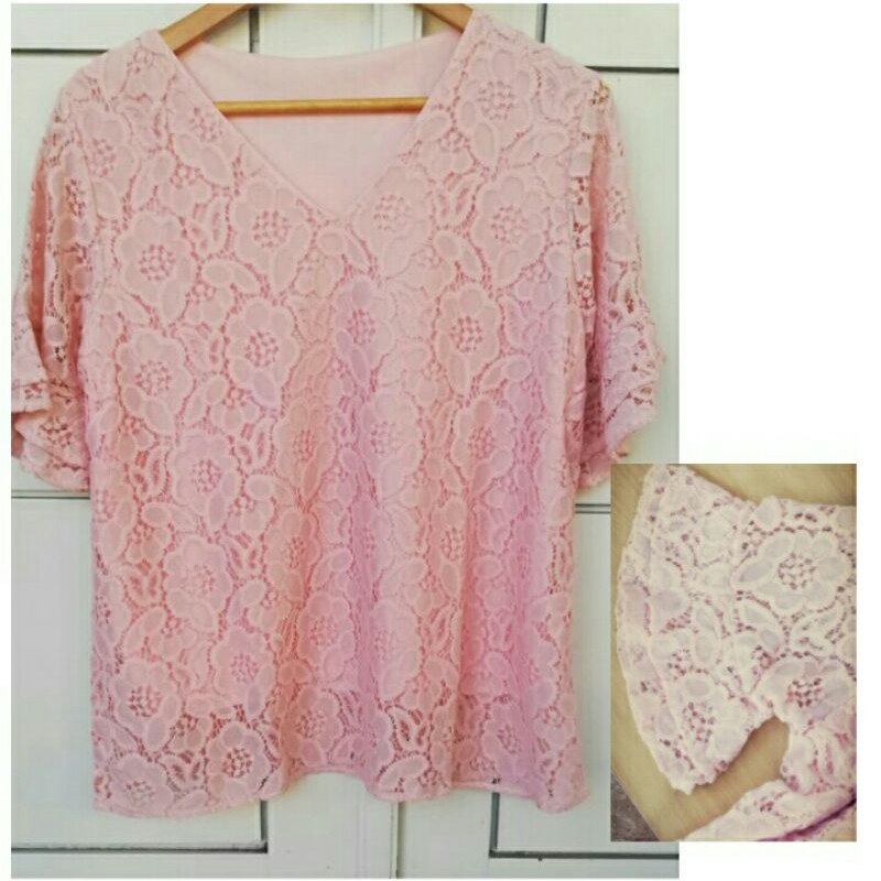 Atasan Wanita Import Bangkok Peach Brokat