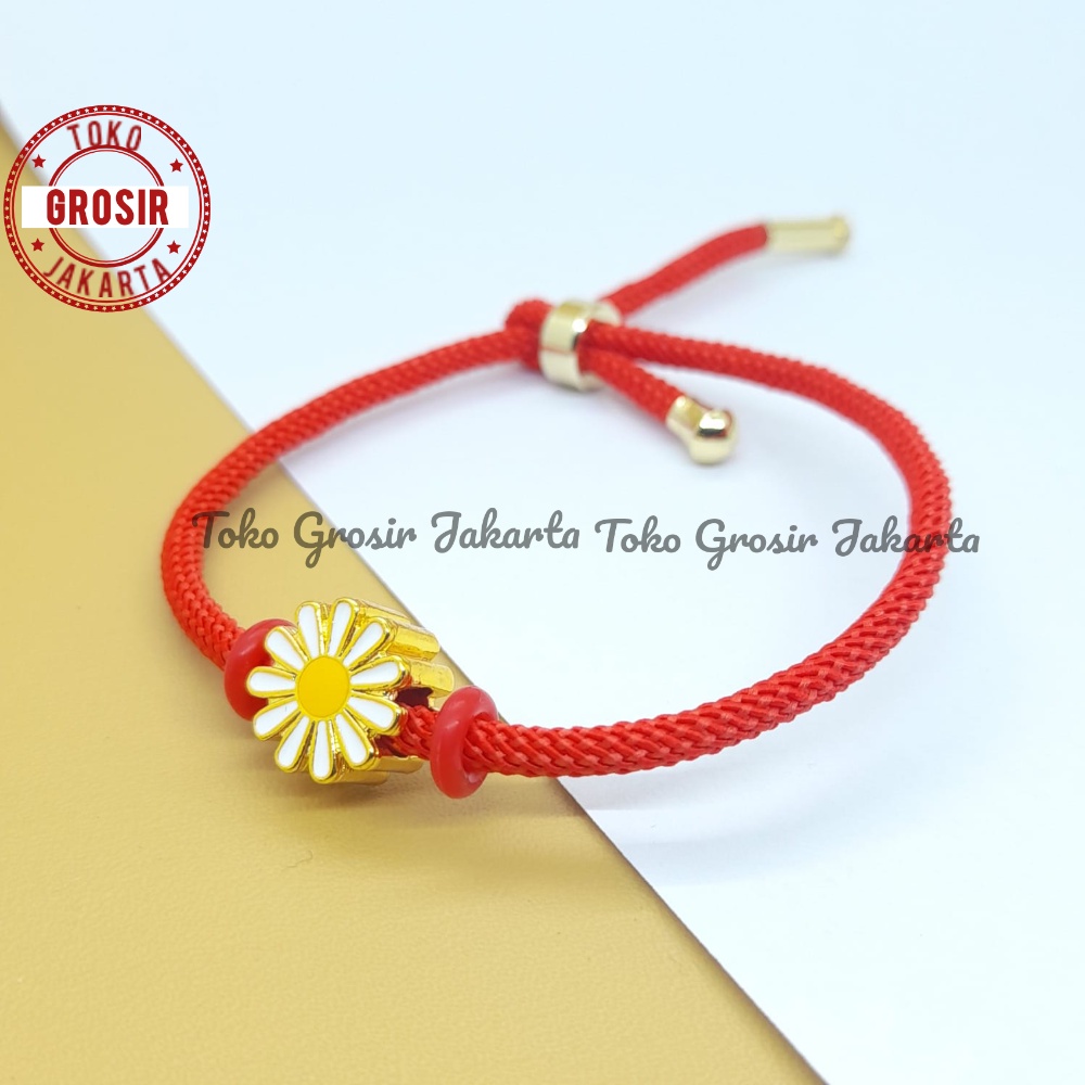 Gelang Tali Serut Liontin Bunga Matahari Gelang Tali Serut Adjustable