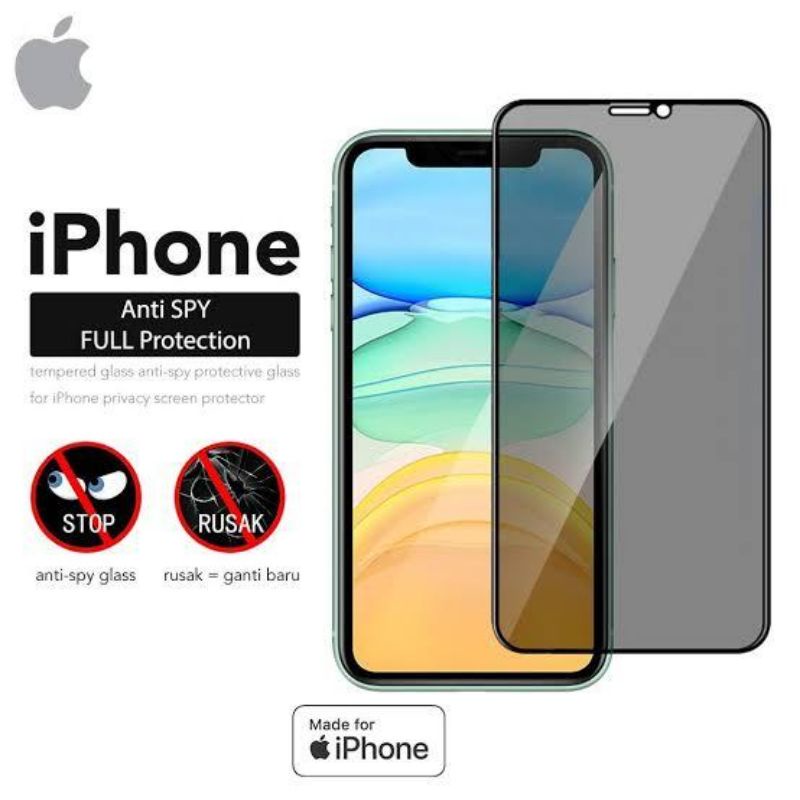 Glass Anti Spy iPhone 6/6s/7/8/6+/6S+/7+/8+/X/XS/XR/XS Max/11/11 Pro Max/12/12 Pro/13/13 Pro Max Anti Gores Spy Kaca