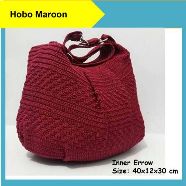 Tas Rajut Wanita Hobo Balon Besar Merah Marun Full Nilon Selempang Shoulderbag Murah