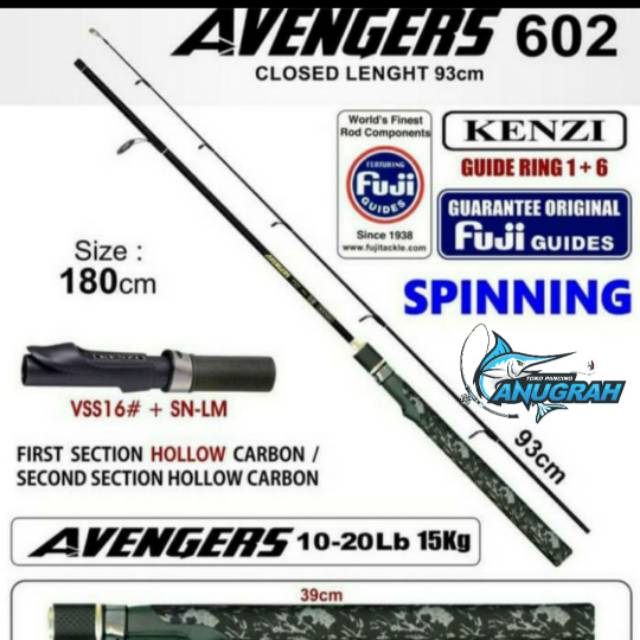 Joran pancing kenzi avengers 180cm /1,8M 20lbs fuji ring