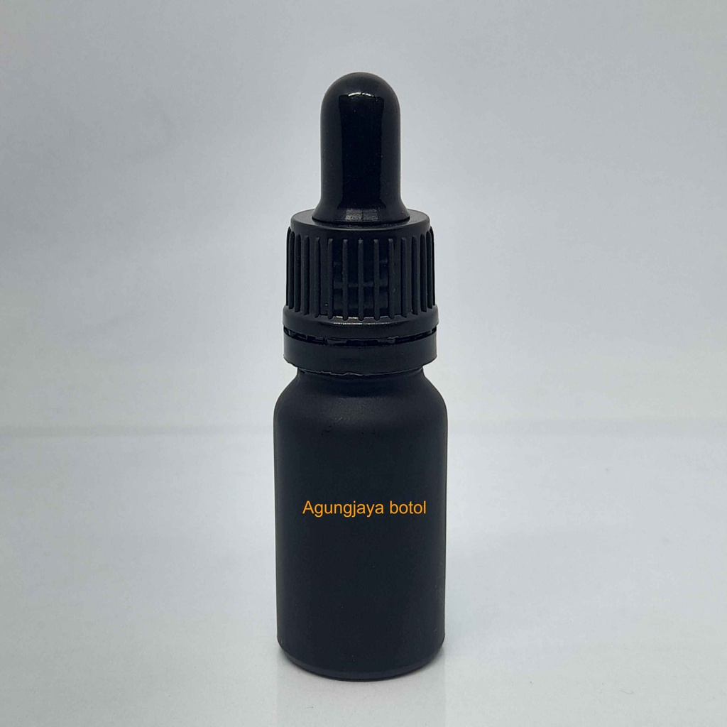 Botol Kaca Kosmetik 10 ml BR Hitam Frosted Pipet Karet / Yk 3736