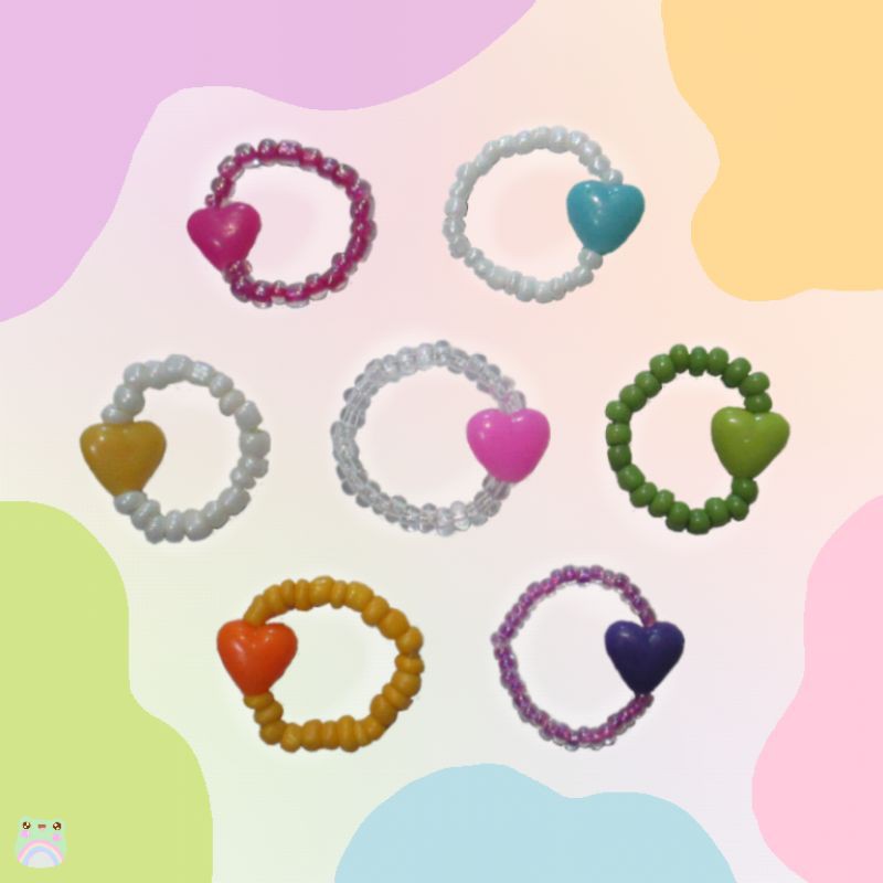 beads ring | heart | cincin manik | y2k