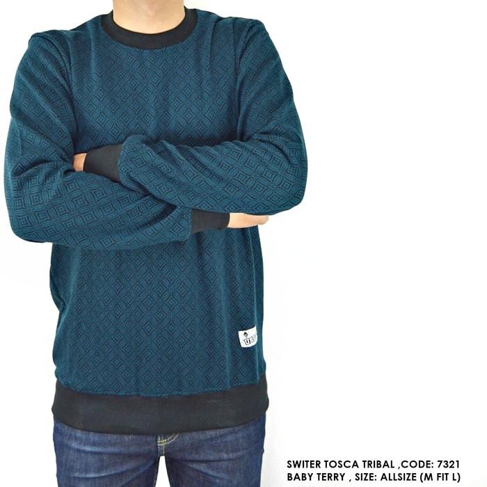 KAOS PANJANG SWEATER SWITER COWOK PRIA TRIBAL KOMBINASI POLOS