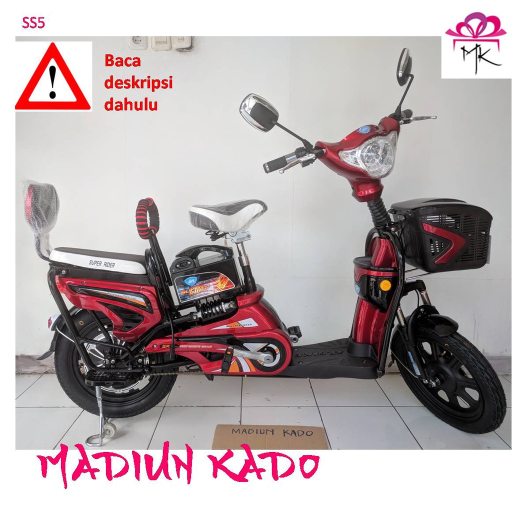  Sepeda Listrik Super Rider Earth Gold  New Stripping Roda 