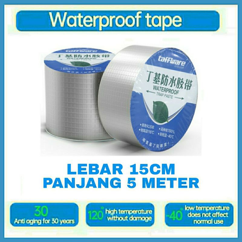 Lakban Aluminium Foil Tape Penambal Atap - Lem Tambal Talang, Seng, Asbes, Genteng - 15CM X 5 METER.
