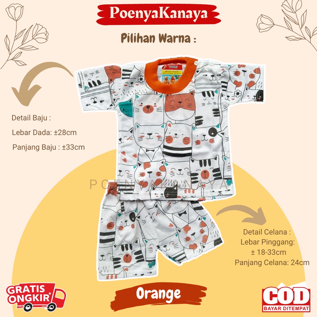 Setelan Baju Bayi Pendek OBLONG MEOW Viori 6-18 Bulan STL128