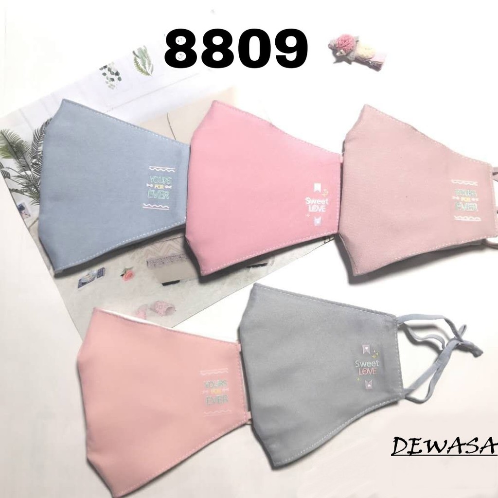 Masker mulut Dewasa import 3PLY motif Yours Sweet Love Tebal Kain cotton earloop adjustable Lucu