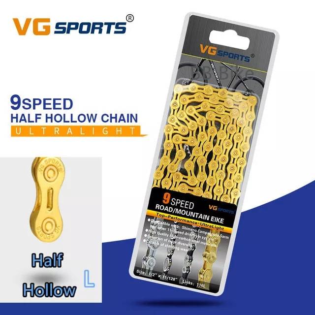 VG Sports 11S 116Link Bicycle Chain Half-Hollow MTB Road Bike Chain Sliver/Gold