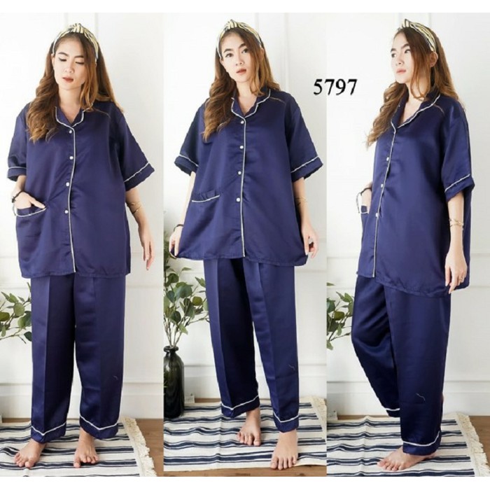 set agogo setelan wanita murah baju tidur batik bali busui kancing pakaian santai perempuan cewek i.