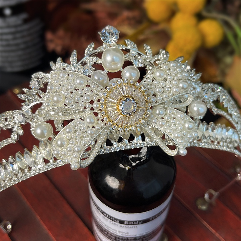 Mahkotatiara Rambut Hias Mutiaraberlian Imitasi Gaya Korea Untuk Pengantin Wanita
