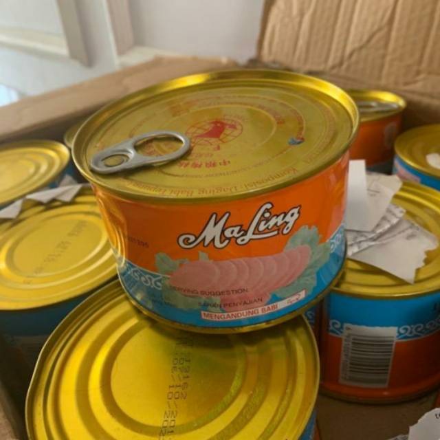 

Maling pork babi ma ling canned maling makanan kaleng besar 397gm