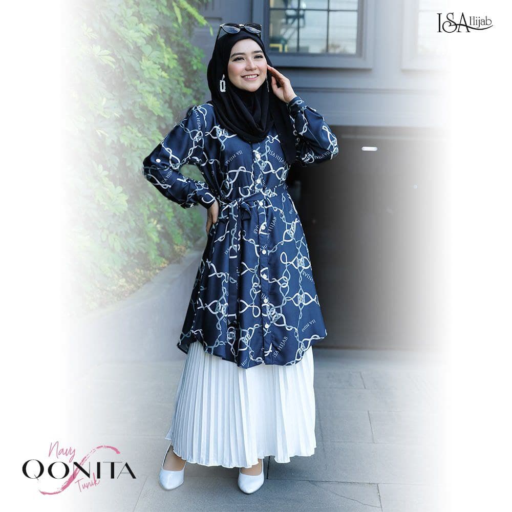 Gamis Tunik Terbaru Qonita Tunik By ISA Hijab