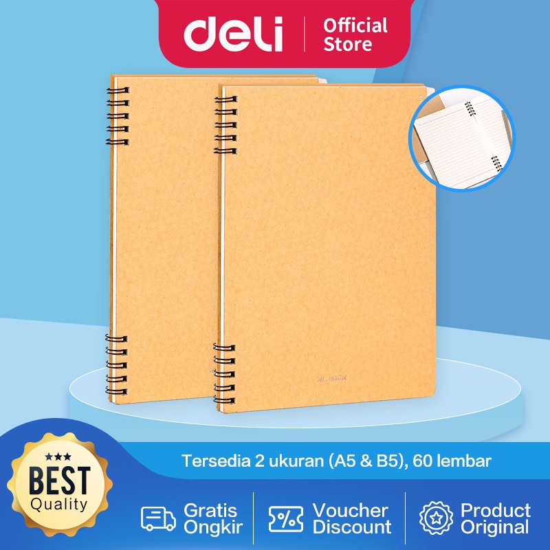 

Nusign Notebook / Buku catatan spiral A5 B5 60 lembar desain simpel NS291 NS292