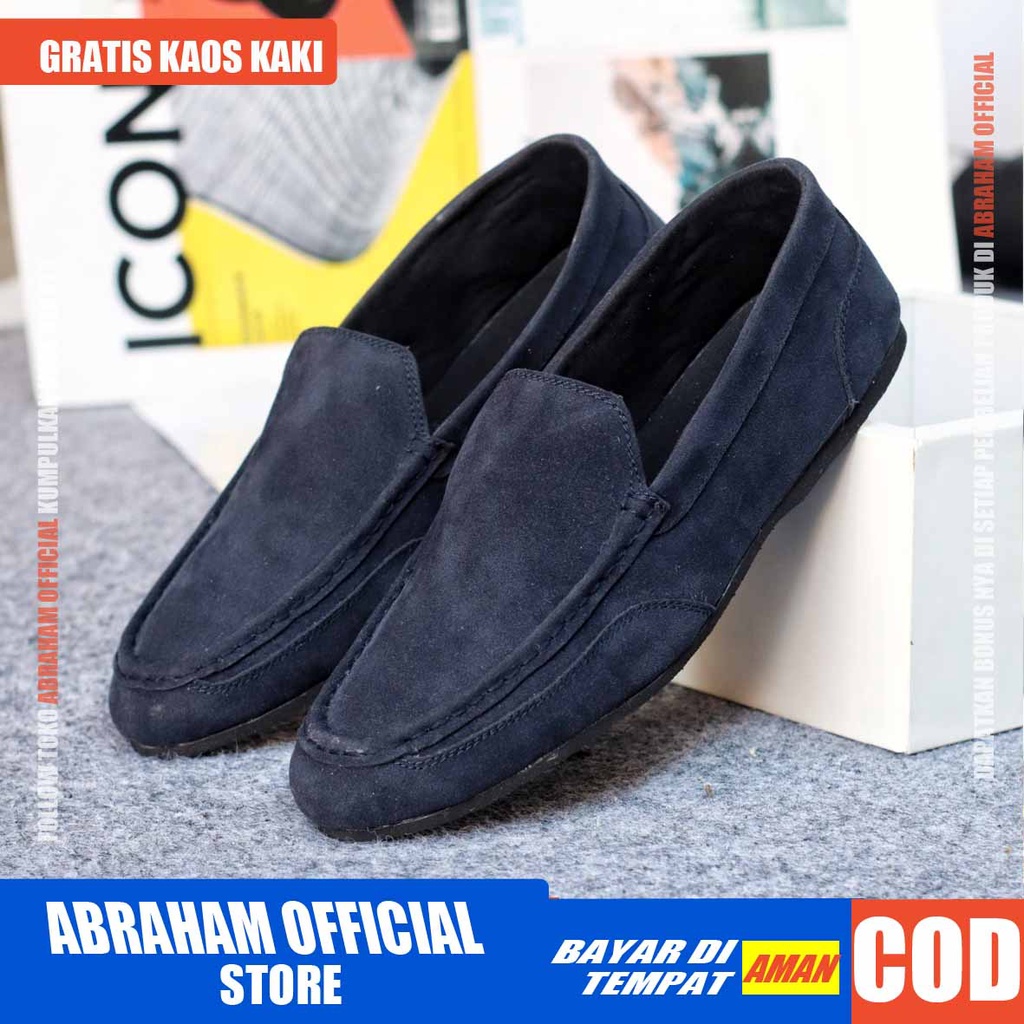 ABRHM MODNEK Sepatu Slip On Pria Sepatu Casual Pria Hitam Santai