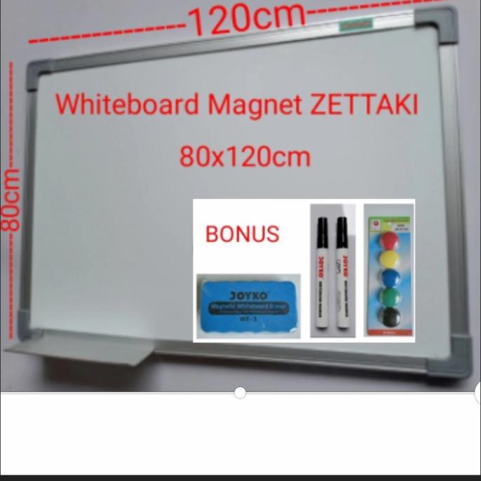 

Papan tulis magnet whiteboard gantung single face ZETTAKI 80x120cm
