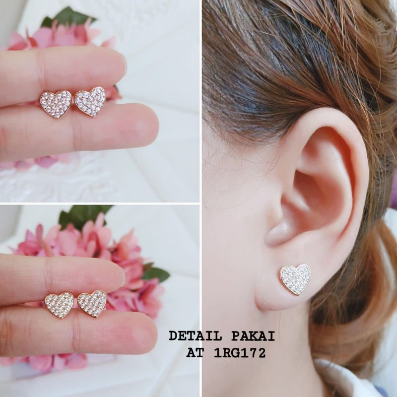 Anting Giwang Titanium Wanita Model Berlian Love Full Permata