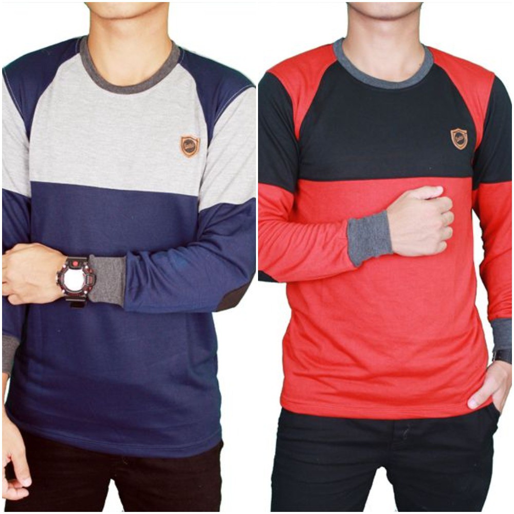 Kaos Pria Panjang Casual / Long Sleeve Pria - Lengan Karet (COMB)