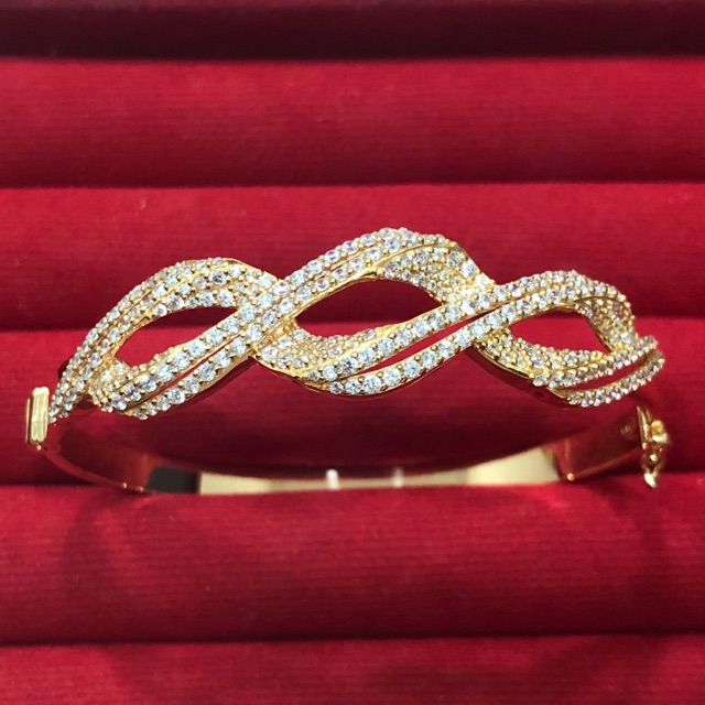 Gelang krc oval kepang emas kuning