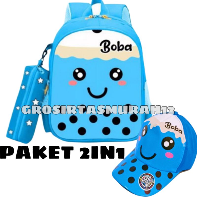 Tas Labubu anak  BOBA Tas Ransel Sekolah Anak Perempuan TK SD PAUD BONUS TEMPAT PENSIL Terbaru Lucu Kekinian